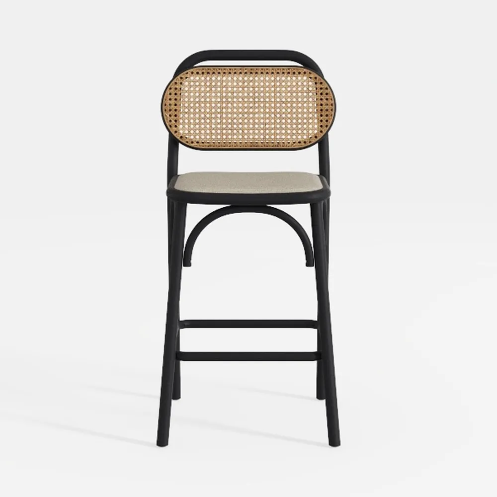 Versailles 25.98 in. Black and Natural Cane Ash Wo