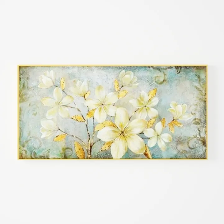 SYGALLERIER White Flower Canvas Wall Art Hand