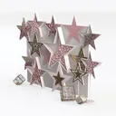 Modern Pink Glitter Star Wall Art Decor 3D Model Left 45 Degree View