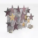 Modern Pink Glitter Star Wall Art Decor 3D Model Right 45 Degree View