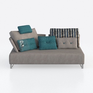 Modern Fabric Chaise Lounge With Decorative Throw Pillows 3D Model