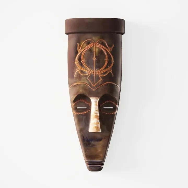 Vintage Tribal Wooden African Wall Mask Decor 3D Model