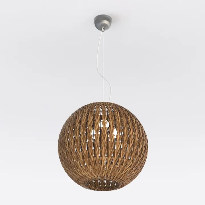 1-Pack 13.79" 2-Light Rattan Pendant Light Fixture
