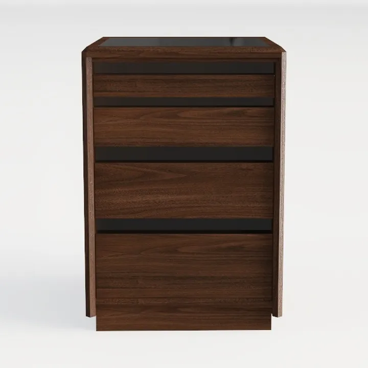 Modern Walnut Wood Glass Top Dresser 3D Model