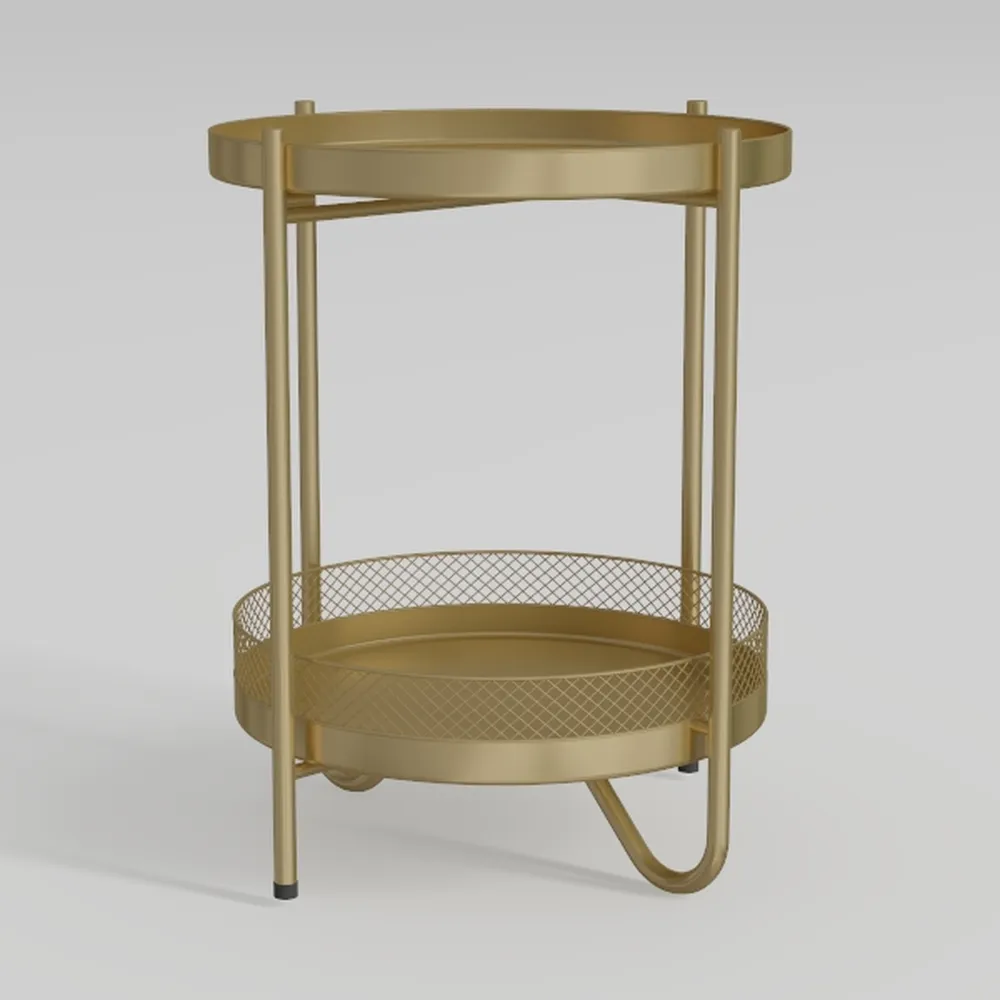 Gold Side Table, Champagne Gold End Table, Small