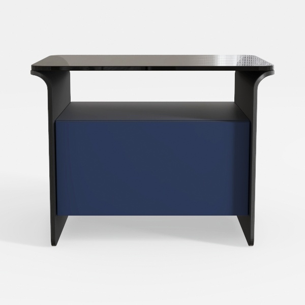 HOMMPA LED Nightstand Modern Black Nightstand with