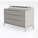 Minimalist Solid Wood White Dresser Storage Cabinet 3D Model Left 45 Degree View