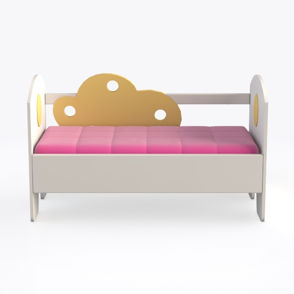SOFTSEA Twin Size Velvet Platform Bed with Bear Sh