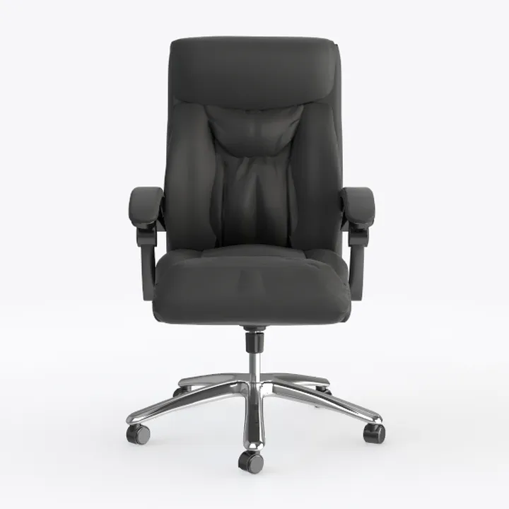 Black Leather Modern High Back Office Chair 3D Model