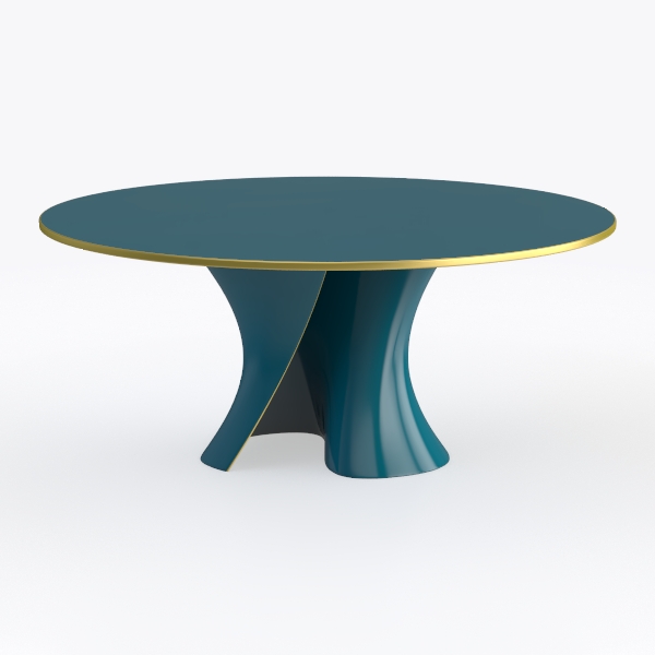 Modern Round White Top Sapphire Stone Tabletop 53.