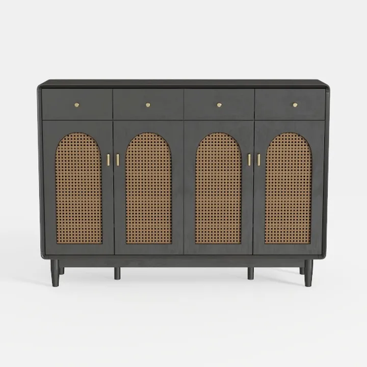 Rattan Sideboard Buffet Cabinet, Wooden Console