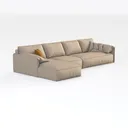 Minimalist Beige Fabric L-shaped Sectional Sofa 3D Model Right 45 Degree View