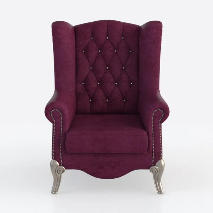 Vintage Velvet Tufted Wingback Armchair 3D Model
