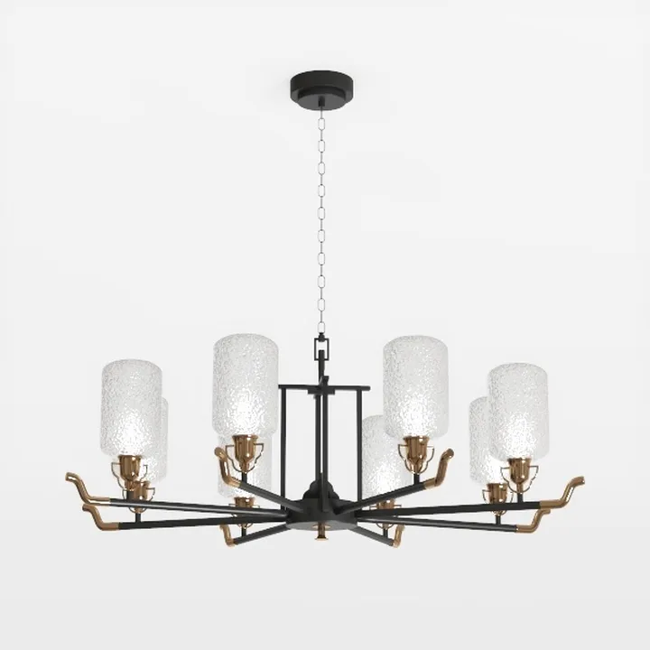 Modern Black Brass Glass Chandelier 3D Model
