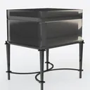 Minimalist Black Metal Nightstand 3D Model Right 45 Degree View