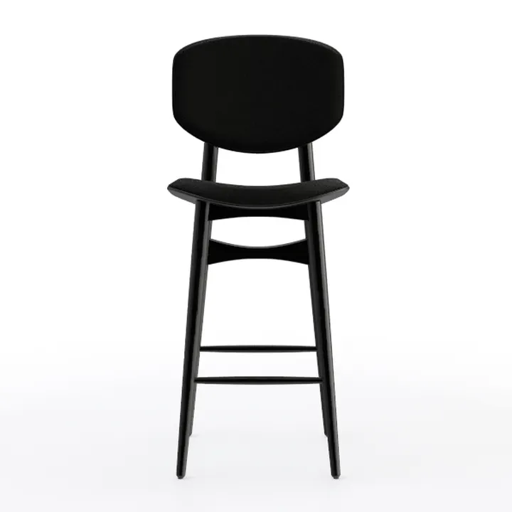 Minimalist Black Fabric Wooden Bar Stool 3D Model