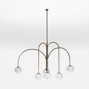 Modern Brass Glass Chandelier 3D Model