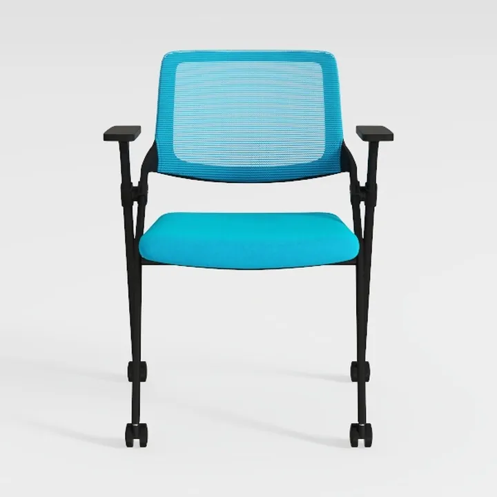 Modern Blue Fabric Mesh Metal Rolling Office Chair 3D Model