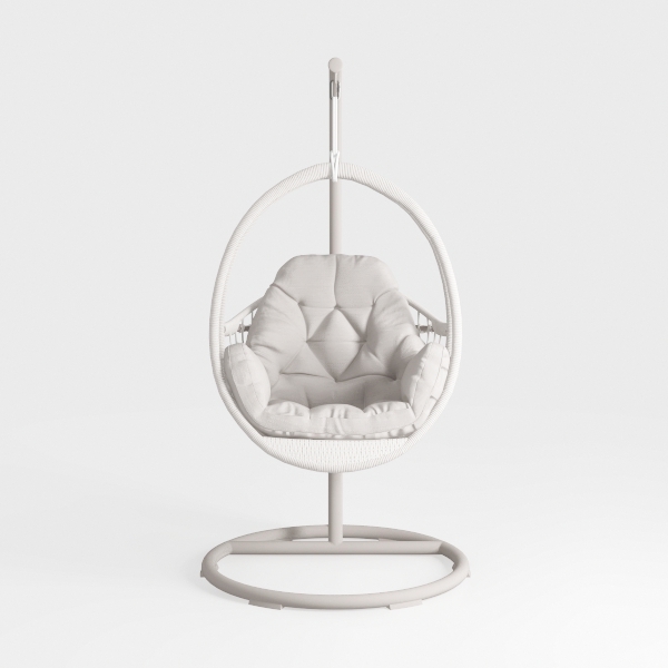 42&quot; Vinyl and Steel Hanging Bubble Chair with Stan