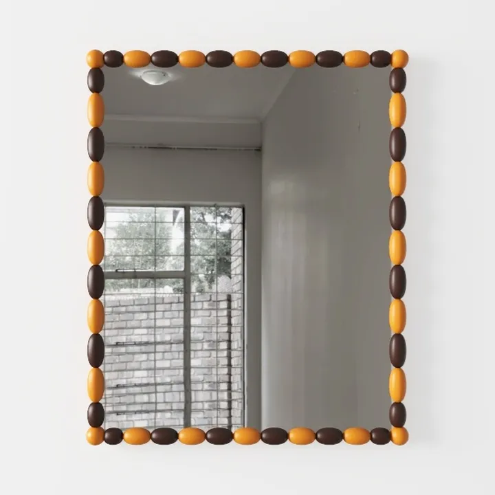 Bohemian Two Tone Wood Beaded Wall Mirror 3D Model