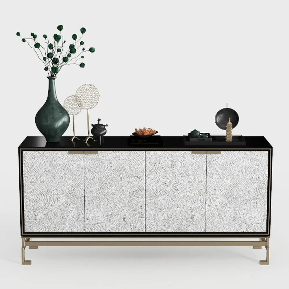 Vintage White Large Faceted Carved and Spliced