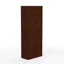 Traditional Solid Walnut Wood Freestanding Wardrobe Cabinet 3D Model Right 45 Degree View