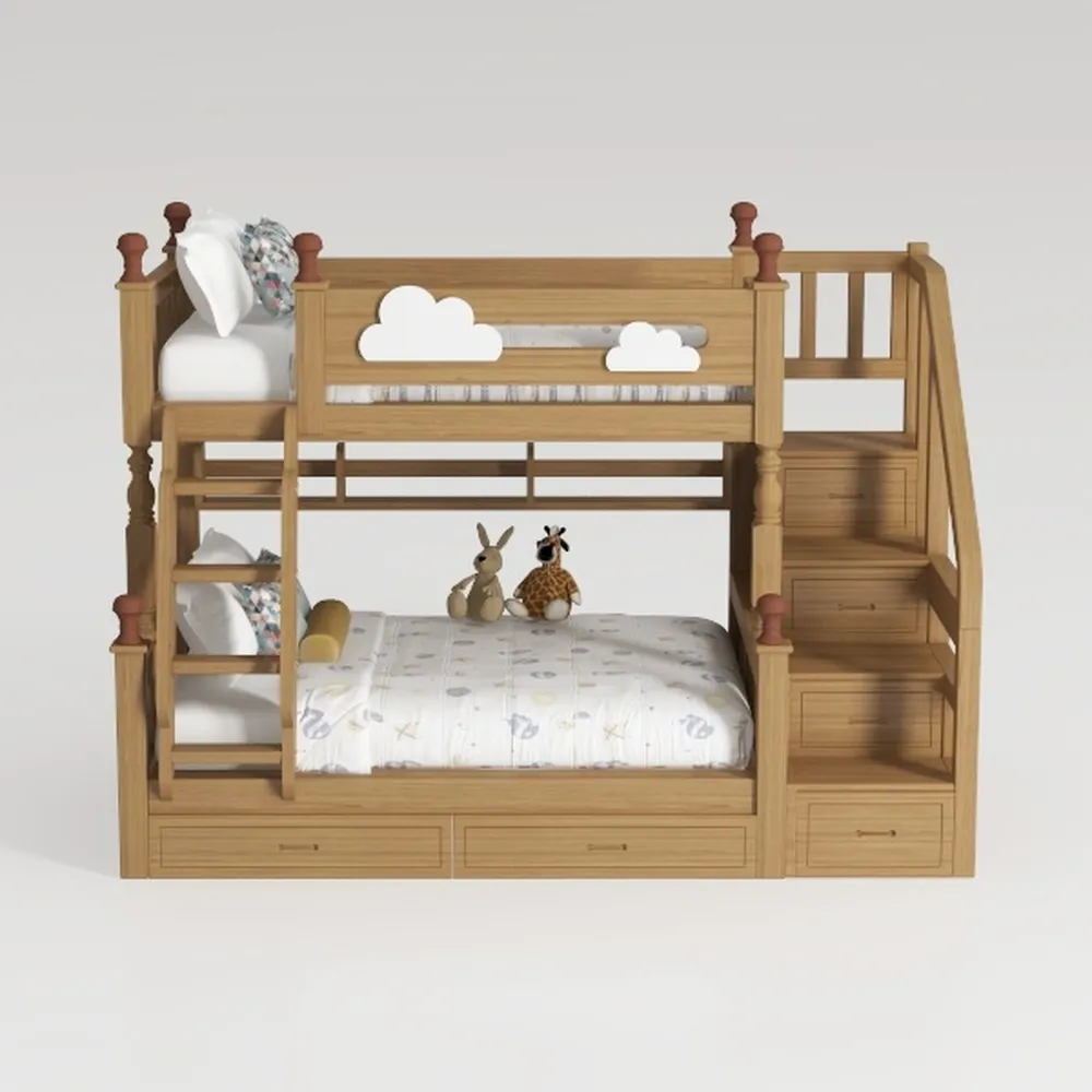 Linique Full XL Over Queen Wooden Bunk Bed with La