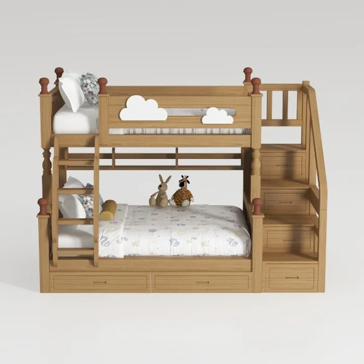 Linique Full XL Over Queen Wooden Bunk Bed with La