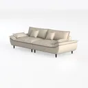 Minimalist Beige Fabric Large Sectional Sofa 3D Model Left 45 Degree View