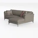 Modern Fabric L Shaped Sectional Sofa with Decorative Throw Pillows 3D Model Left 45 Degree View