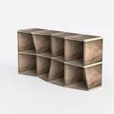 Rustic Solid Wood Open Storage Bookshelf 8 Cube Organizer 3D Model Left 45 Degree View