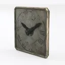 Vintage Rustic Metal Square Wall Clock 3D Model Left 45 Degree View