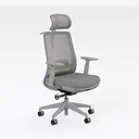 Minimalist Mesh Fabric Office Chair With Adjustable Headrest 3D Model Right 45 Degree View