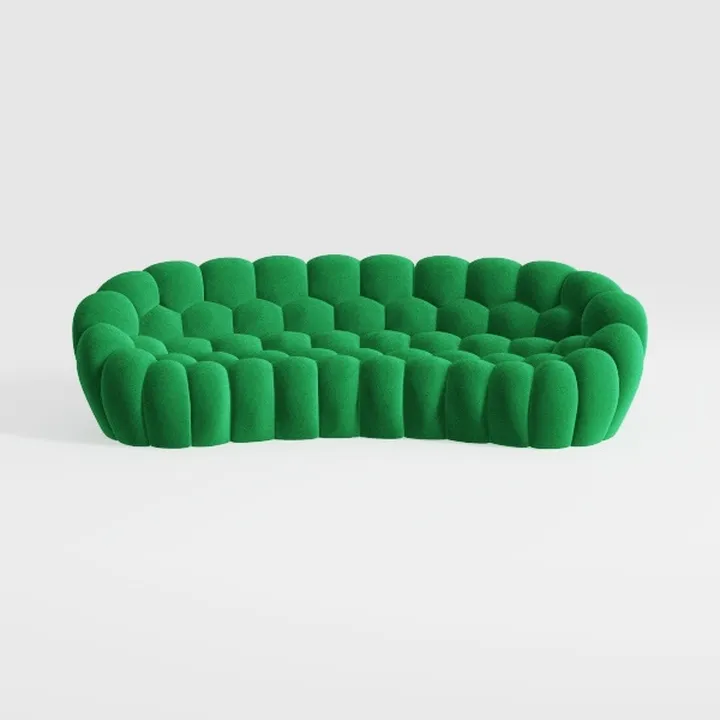 Modern Emerald Green Velvet Curved Sofa 3D Model