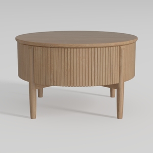 Round 31.5“ Unique Fluted Coffee Table,Small Brown