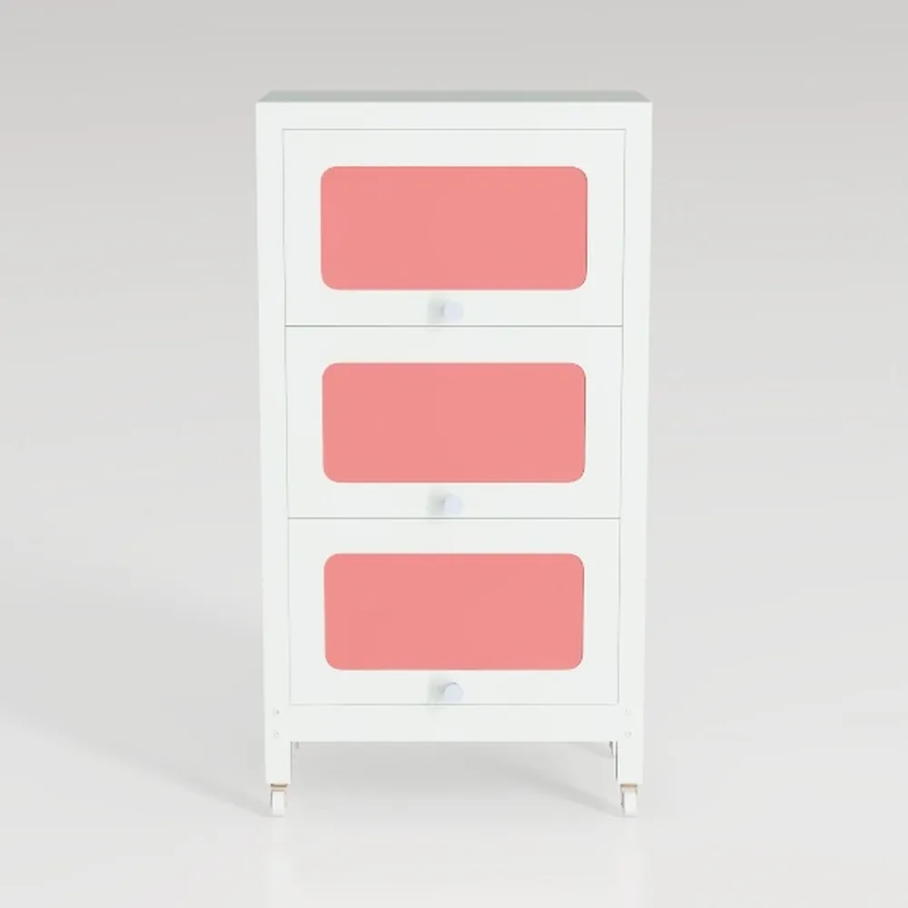 MIIIKO 3 Drawer File Cabinet, White Vertical