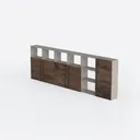 Modern Walnut Solid Wood Open Shelf Sideboard Cabinet 3D Model Left 45 Degree View