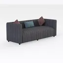 Modern Channel Tufted Gray Fabric Sofa With Decorative Throw Pillows 3D Model Right 45 Degree View