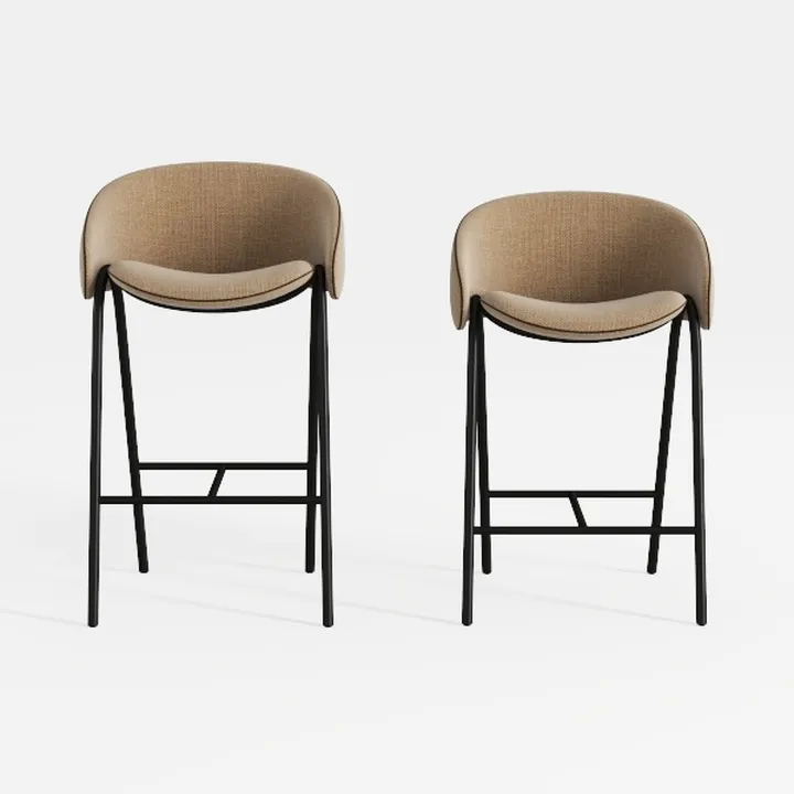 Modern Minimalist Fabric Upholstered Metal Bar Stools 3D Model