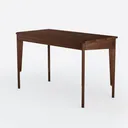 Minimalist Solid Walnut Wood Desk 3D Model Left 45 Degree View