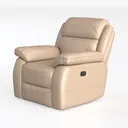 Modern Beige Leather Recliner Armchair 3D Model Left 45 Degree View