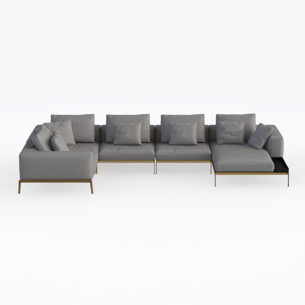 HomeStock Luxe Modern Velvet L-Shape Sectional Sof