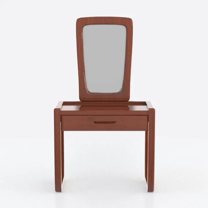 Minimalist Solid Wood Vanity Table with Attached Mirror 3D Model