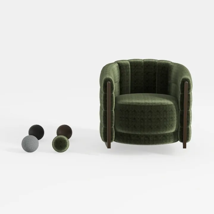 Olive-Green Barrel Upholstered Swivel Dining Chair