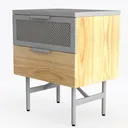 Nightstand with Charging Station,Rattan Night Left 45 Degree View