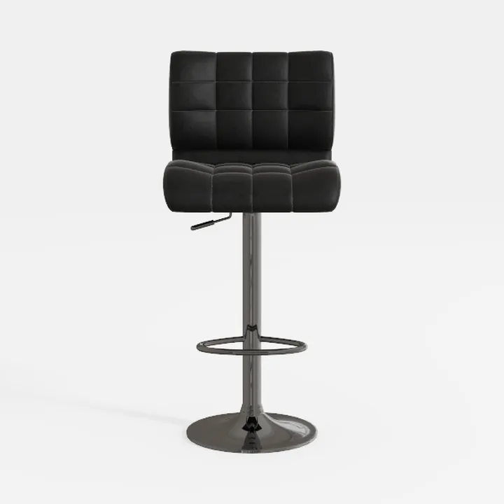 Modern Black Velvet Metal Adjustable Bar Stool 3D Model