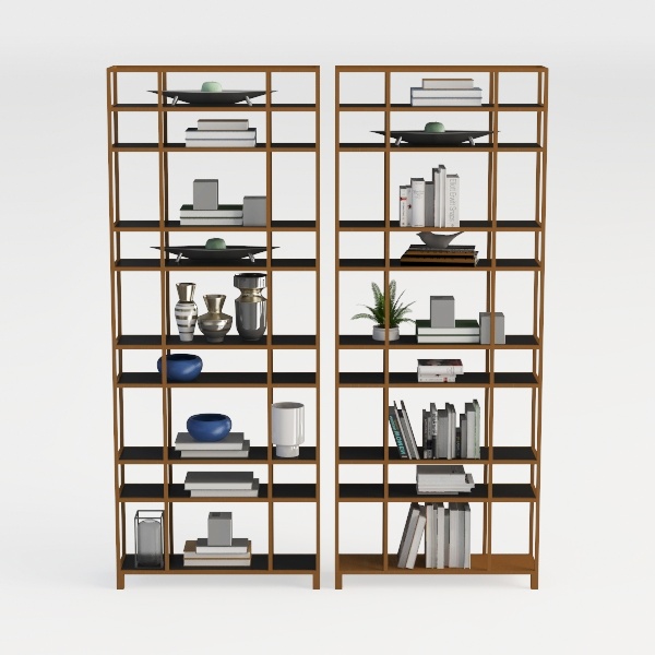 NUMENN Triple Wide 6 Tier Bookshelf, Rustic Indust