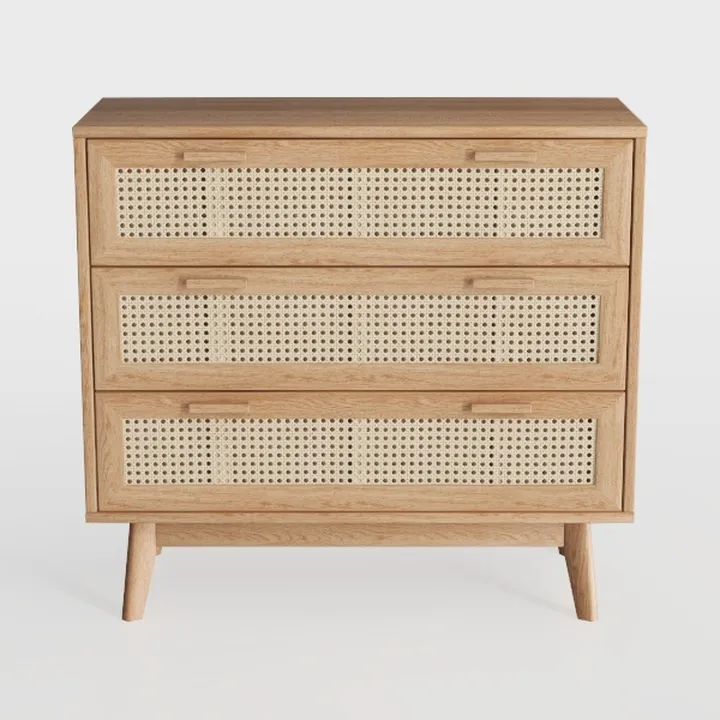AOGLLATI Rattan Nightstand with Charging Station 