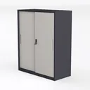 SISESOL Metal Storage Cabinet with Doors and Left 45 Degree View