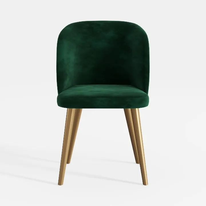 Modern Emerald Green Velvet Gold Metal Legs Dining Chair 3D Model